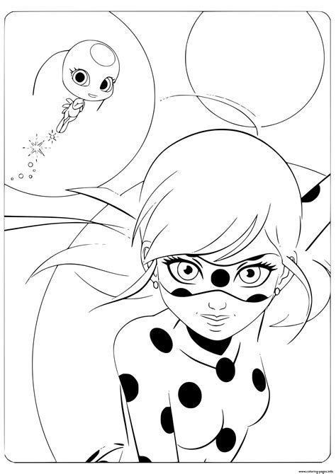 Cute Miraculous Ladybug Tikki And Marinette Coloring Page Printable