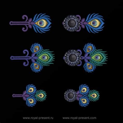 I used only this three stitches ( chain stitch, beads stitch. Peacock feather buttonholes Embroidery Designs | Royal Present