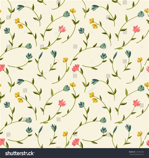 Seamless Floral Pattern Stock Vector Illustration 127592750 Shutterstock
