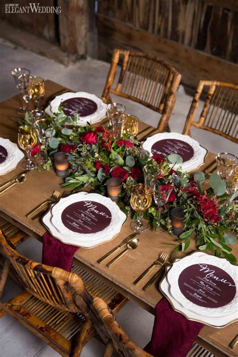 RUSTIC BURGUNDY BARN WEDDING | Rustic wedding table, Rustic wedding