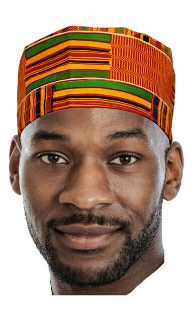 African Kufi Kente Print Hat Unisex Traditional Cap Black History Month