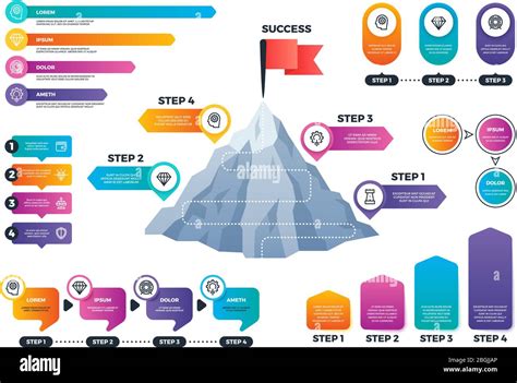 Steps To Success Infographics Mountain Graph With Levels Achievement