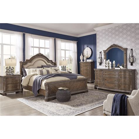 Signature design by ashley maribel king bedroom set with panel bed, dresser, mirror and chest in black. Signature Design by Ashley Charmond King Bedroom Group ...