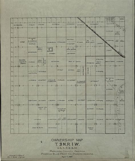 1926 Maricopa County Arizona Land Ownership Plat Map T3n R1w Arizona