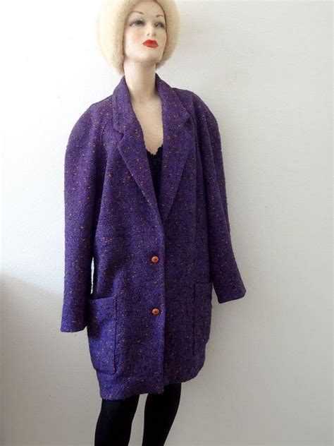 1980s Avant Garde Jacket Oversized Purple Tweed Cocoon Coat Etsy