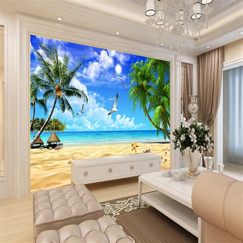 3d Wallpaper Beach Landscape Mural Wallpaper For Living Room Bedroom