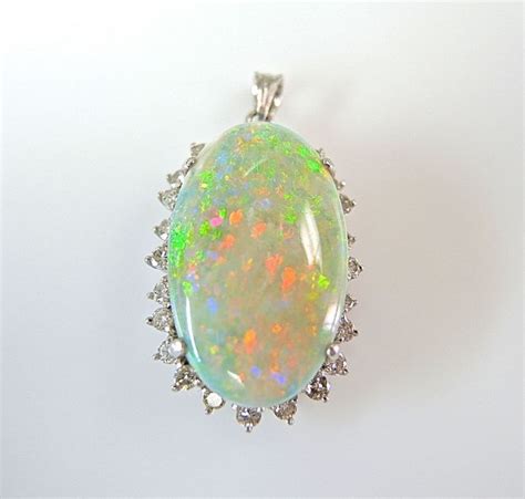 Vintage Opal And Diamond Pendant