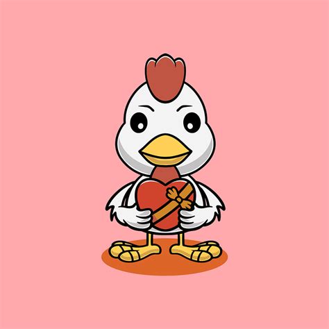 Cute Chicken With Chocolate Box Cartoon Illustration By Cubbone On Dribbble