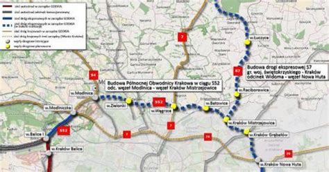 Droga Ekspresowa S P Nocna Obwodnica Krakowa Mapa Przebiegu