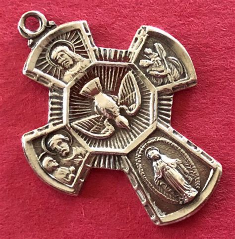 vintage catholic religious holy medal sterling chapel scapular spirit dove ebay