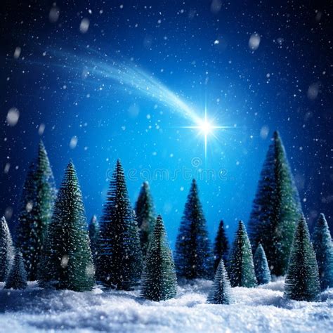 Christmas Star Shotting In Snowy Night Stock Photo Image Of Magic