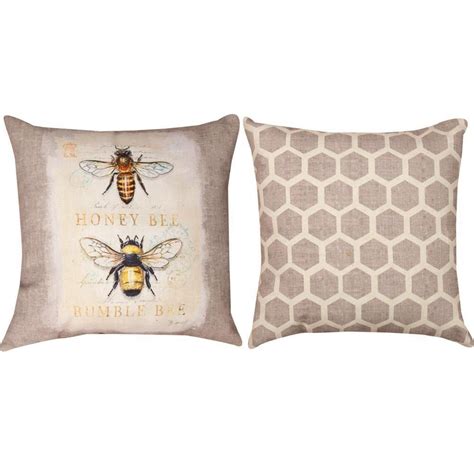 Bee Natural History Reversible Throw Pillow Throw Pillows Multi