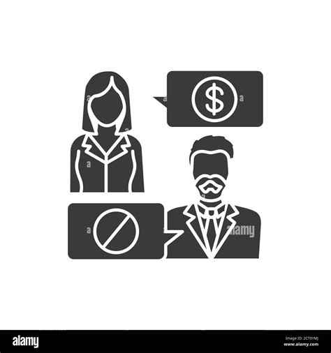 Refusal of a bribe glyph black icon. Business bribery and kickback