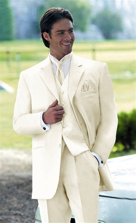 This range includes men's wedding suits, ties, waistcoats, groom suits & wedding party suits, ideal for wedding outfits and more. cream suits for men wedding | Mens 3 Button Ivory Tuxedo ...