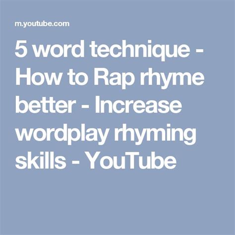 5 Word Technique How To Rap Rhyme Better Increase Wordplay Rhyming