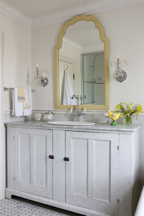 Get ready for the dramatic after reveals of 2 family bathrooms + laundry room, and get 18 tips and designer insights to get 35 tips, ideas & inspirations to get you on your way to designing your dream kitchen island! Weathered Vanity - Cottage - bathroom - Sarah Richardson ...