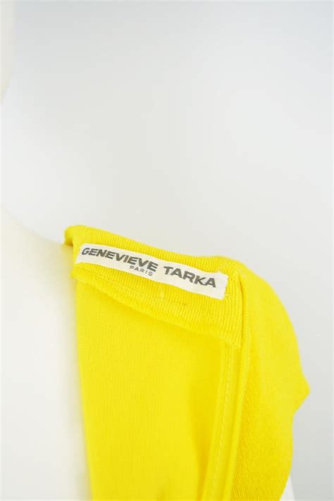 Genevieve Tarka Paris 1980s Yellow Bodycon Knit Jersey Cut Out Party