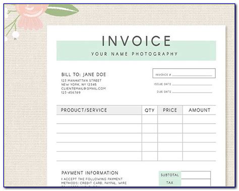 Invoice Template For Interior Design Services