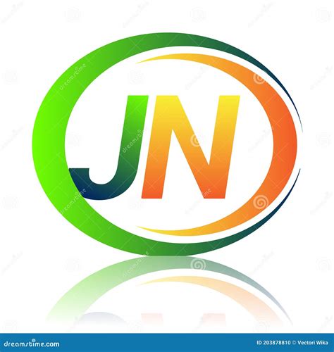 Initial Letter Logo Jn Company Name Green And Orange Color On Circle
