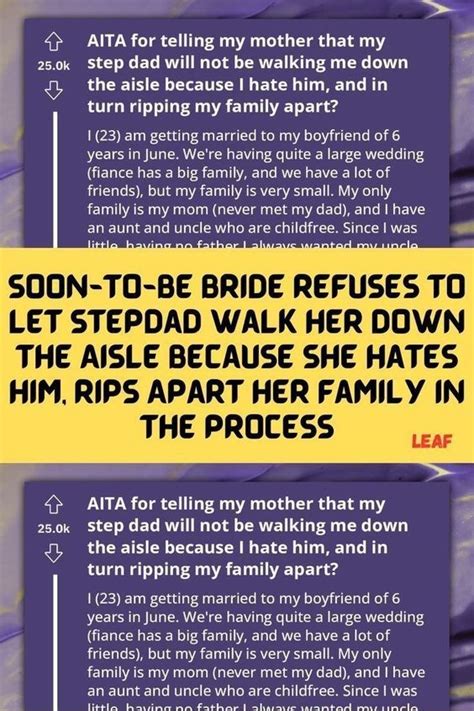 Soon To Be Bride Refuses To Let Stepdad Walk Her Down The Aisle Because She Hates Him Rips Apart