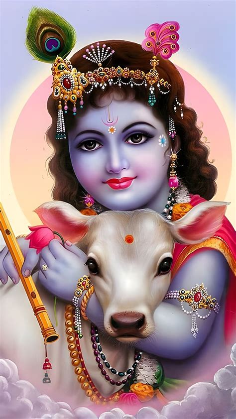 Shri Krishna Bab Calf Sri Krishna Baby Calf Lord God Hd Phone