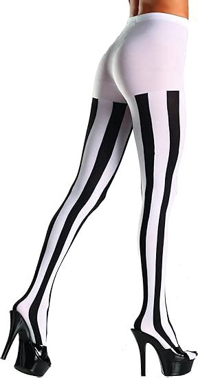 be wicked women s opaque vertical stripe tights black white one size at amazon women s