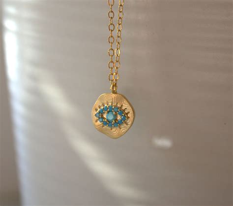Gold Evil Eye Necklace Dainty Small Turquoise Silver Eye Charm Necklace