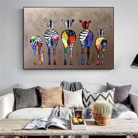 Abstract Zebra Canvas Art Paintings On The Wall African Animals Art