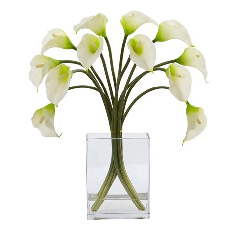 Nearly Natural Calla Lily Artificial Arrangement In Vase White