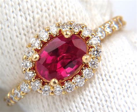 Gia Certified 101ct Oval Cut Red Ruby And 50ct Diamonds Ring 14kt Rais