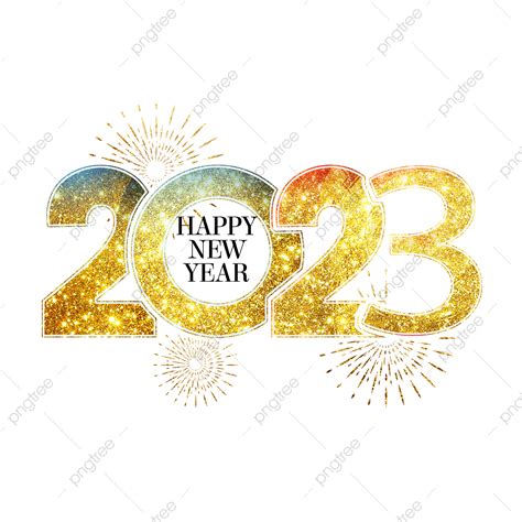 Happy New Year 2023 Png Image 2023 New Year Colorful Font With Gold