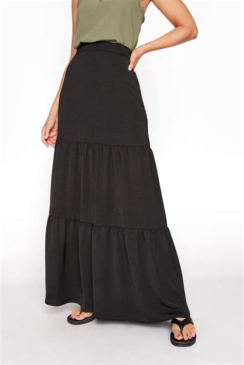 Lts Black Tiered Maxi Skirt Long Tall Sally