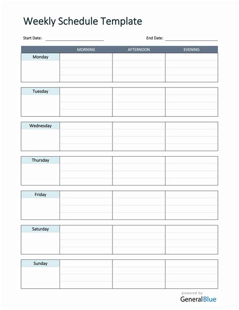 Printable Weekly And Biweekly Schedule Templates For Excel Work