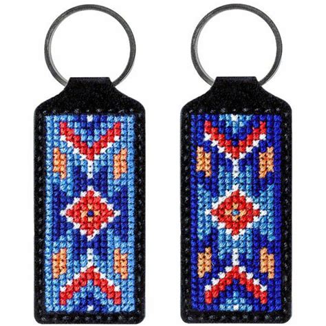 Diy Cross Stitch Embroidery Keychain Key Holder Kit With Etsy