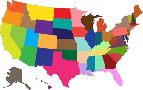 Clipart Multicolored United States Map