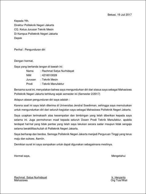 Contoh Surat Pengunduran Diri Kerja Karena Ikut Suami Surat Lamaran