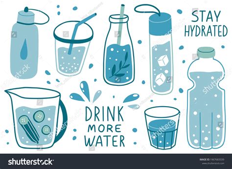 Drink More Water Concept Stay Hydrated Stock Vector Royalty Free