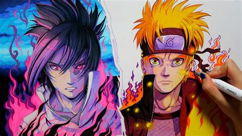 Manga Je Dessine Naruto Vs Sasuke Aux Feutres Ohuhu Youtube