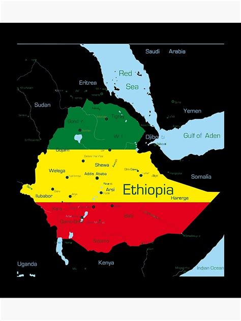 Ethiopia Map Ethiopian Habesha Flag Location And Pride Poster For Sale By Chezeva Redbubble