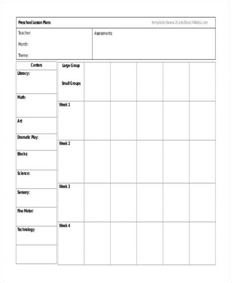 11 Printable Preschool Lesson Plan Templates Free Pdf Word Format