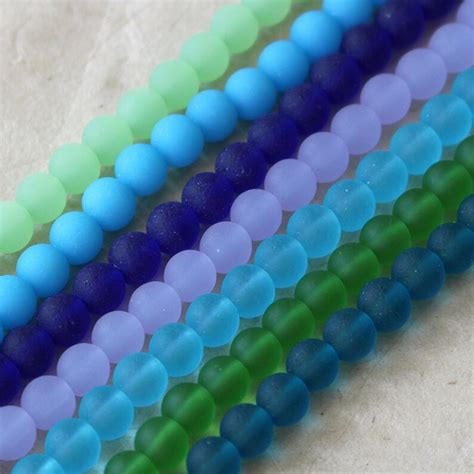 6mm Round Sea Glass Beads Jewelry Making Supply Frosted Etsy