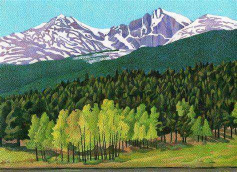 Longs Peak Drawing by Dan Miller | Landscape drawings, Colored pencils