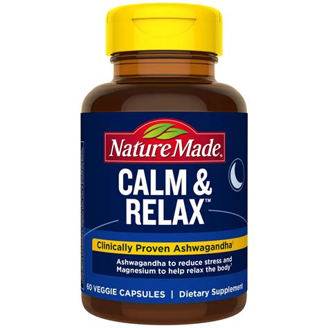 Nature Made Calm And Relax With 300mg Magnesium And 125mg Ashwagandha For Stress Relief 60 Veggie