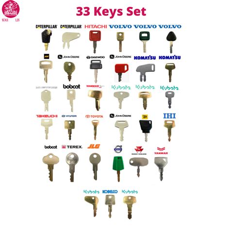 33 Keys Construction Ignition Key Set Heavy Equipment Key For Cat