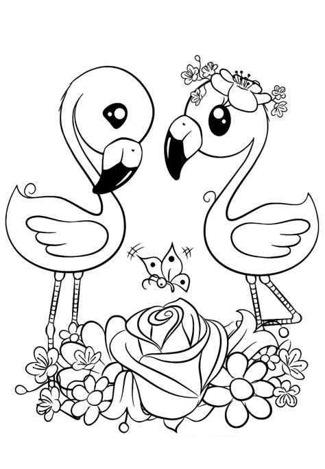 cuties flamingo coloring pages