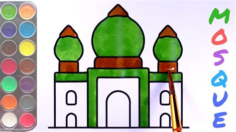 Mosque Colour Drawing How To Draw Scenery Of Mosque Step By Step Youtube
