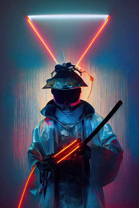 Poster Quadro Neon Samurai Regalos Merch Posters