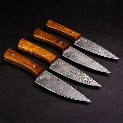Cattleman Damascus Steel Steak Knives Set Of 4 Forseti Knives