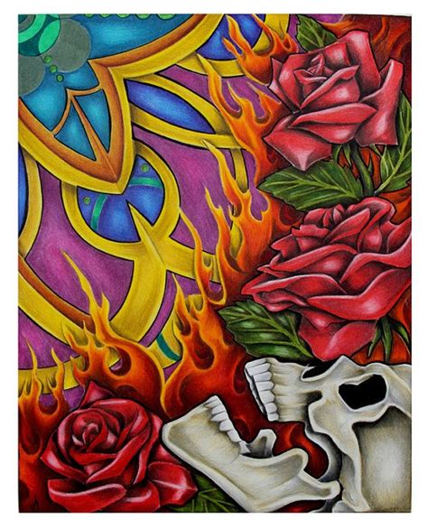 Fire Skull Mandala Print Pagan Art Pencil By Corvidstudios On Etsy 15