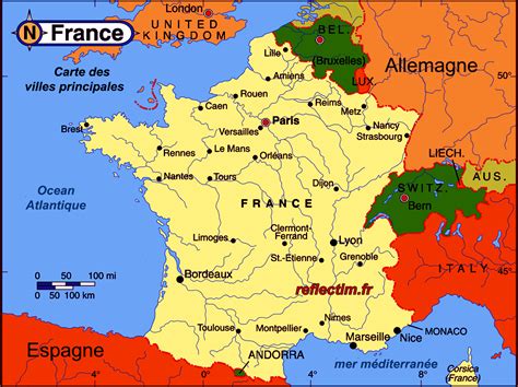 Les différentes cartes de france peuvent être imprimée grâce au boutton impression. Carte de France villes principales